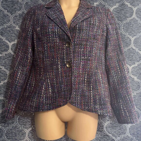 Coldwater Creek EUC women's 14 purple multi-color 2 button closure - Picture 1 of 5